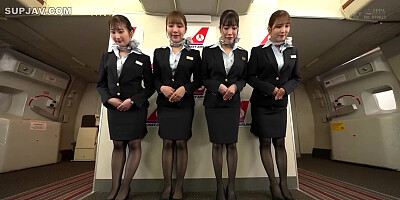 Japanese Babe with uniform,underwear,complete nudity straddling pussy airline 17 tight man flight P01