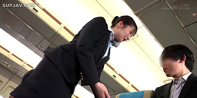 Japanese Babe with uniform,underwear,complete nudity straddling pussy airline 17 tight man flight P01