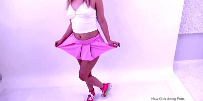 Beautiful Blonde Student 18+ At Cheerleading Audition