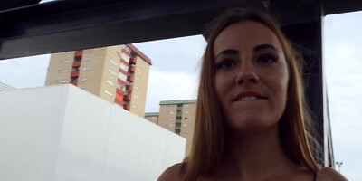 Lovely amateur chick goes down to give a blowjob on the street