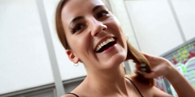 Lovely amateur chick goes down to give a blowjob on the street
