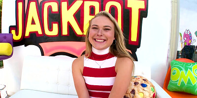 A smiling little slut is penetrated in front of the camera really hard