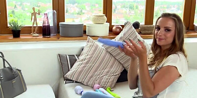 Man can't stop filming busty Czech girl masturbating with toys