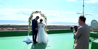 Japanese Babe bride taking photo shoot & end up having sex with a stranger