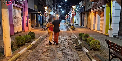 Cuckold Husband In Fucking In The Square Without A Condom And Receiving A Creampie In Front Of The Christmas Special