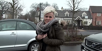 Short Hair British MILF Flashing and Pissing all Over Town for UK-Flashers