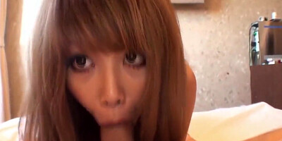 Dick Licking Asian Housewife Sucks Down White Penis