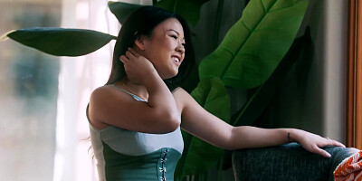 Asian Lulu Chu masturbates on teacher who moved in next door