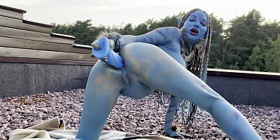 Avatar Big Prolapse Hard Dildo Anal And Pussy Fuck Squirt In Nature - Monika Fox