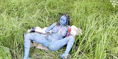 Avatar Big Prolapse Hard Dildo Anal And Pussy Fuck Squirt In Nature - Monika Fox
