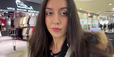 Cumwalk In Public Shopping Mall