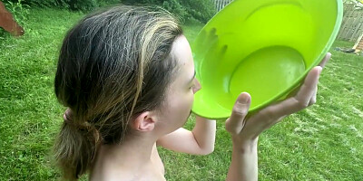 Stepdaddy Tells His Human Urinal He Has To Pee & She Drinks It From Her Bowl - Amateur Oc