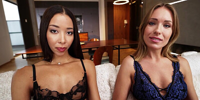Lia Lin And Angelika Grays - Joi Foot Tease With And