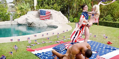 Astonishing outdoor sex with two chicks Kate Bloom and Ember Snow