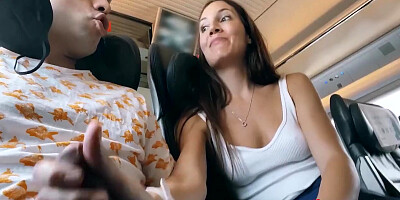 Risky Fuck And Flashing In Public Train