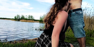 Pov Teen 18+ Outdoors Sucks Her Friends Cock By The Lake And Fucks Hard In The Forest - Surprise Guests