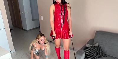 Bella Mur - Mistress Spanks Slave And Then Fucks Her Mouth - Annygrace