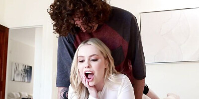 Blonde with nice big boobs Haley Spades jumps on a large dick