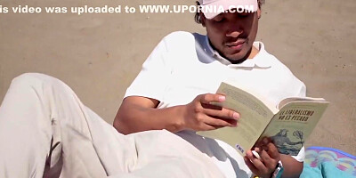 A Boy Reads Relaxed But She Does This To Him On The Beach 10 Min