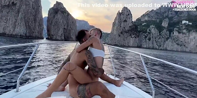 Sammm Next Door And Alexxx Next Door In Fucking The Captain On My Boat Tour To Capri While The Crew Watches 9 Min