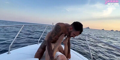 Sammm Next Door And Alexxx Next Door In Fucking The Captain On My Boat Tour To Capri While The Crew Watches 9 Min