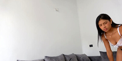 Amateur curvy Latina blows and rides a big fat cock to ensure her big break
