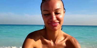 Monika Fox In Naughty Pov Blowjob With Cum On The Beach