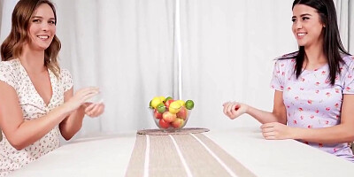 Two Skinny Hot Brunettes Playing A Strip Game Followed By Extreme Sex Toys
