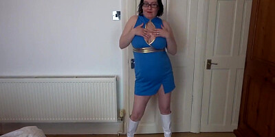 Sexy Air Hostess Costume Striptease In White Pvc Knee Boots
