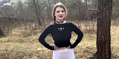 An Exhibitionist And A Nymphomaniac Met In The Forest. Outdoor Sex With A Broken Condom - Skin Lovers