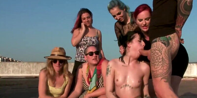 Tattooed Babe Gets Banged On Rooftop In Public