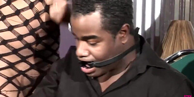 First This Black Bitch Untied Her Man And His Big Black Cock Then Banged Him