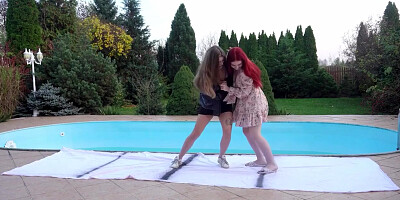 Three Good Friend Strip Wrestling Game Following By An Intense Sex Toy