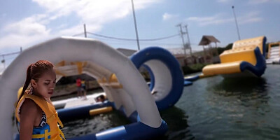Thai GF enjoys the waterpark and later her BFs big cock at home