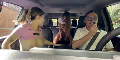 Juan Bustos And Pau Rojas - Enjoys The Sex Machine And Dani Ortizs Huge Tits Road