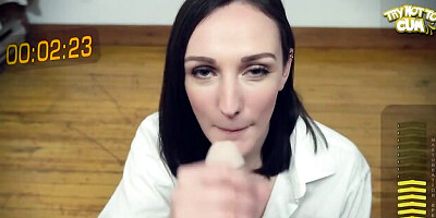 Short-haired Clara Dee is enjoying stroking this massive dildo