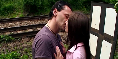 Cute Brunette Teen 18+ Serving Two Cocks