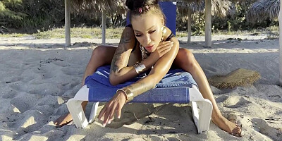 Monika Fox In Solo Masturbation With Squirt And Prolapse On Beach