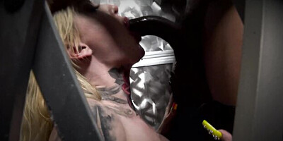 Tattooed blonde Misha Montana fucked by huge black penis