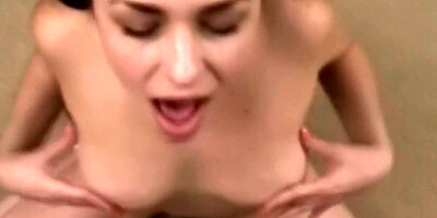 Busty Brunette Babe Enjoying Sucking His Small Cock