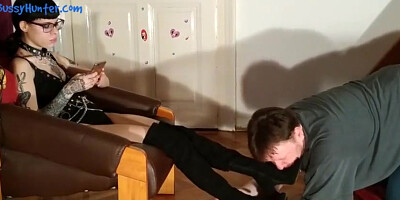 Sexy teen 18+ Domina Boot & Sweaty Sock Sniffing Foot Slave Hd Beth Kinky