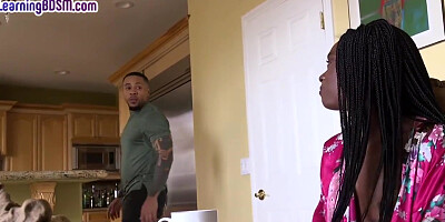 Bdsm Ebony Gf Hard Pounded In Threesome Orgy While D
