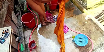 Beautiful Desi Village Girl Bathing In The Open