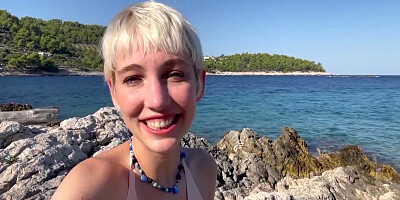 Adorable Annika Fingers Herself On A Beach In Croatia