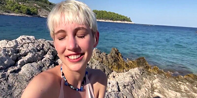 Adorable Annika Fingers Herself On A Beach In Croatia