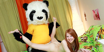 Redhead pervert fucked with teddy bear