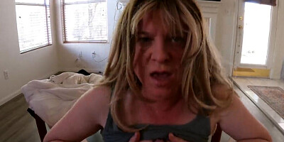 Blonde busty cougar sits on top of her stepson and his dick
