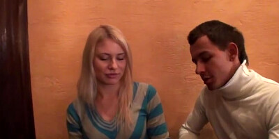Blonde girl sex adventure in a cafe scene 1