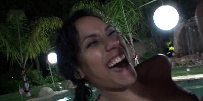 Slutty dirty-minded chicks were ready for orgy by the poolside