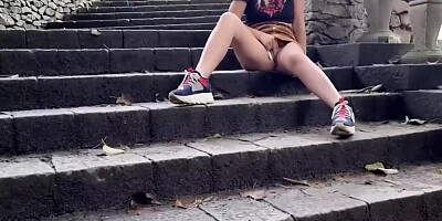 Showing Panties In Park Walking Public